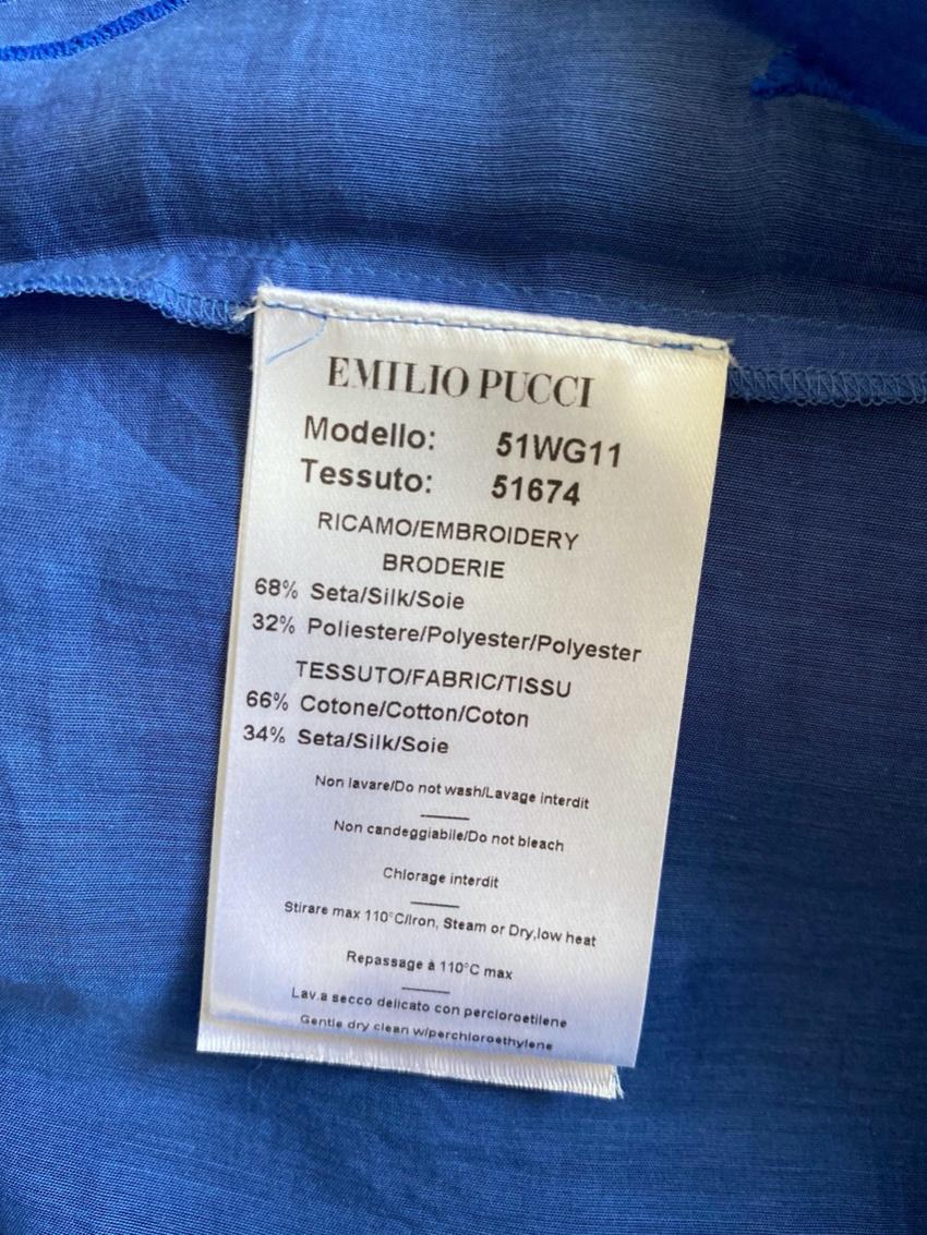 Emilio Pucci Blue Embroidered Silk Blend Kaftan