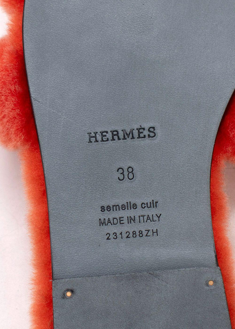 Hermes Orange Fluffy Oran Sandals