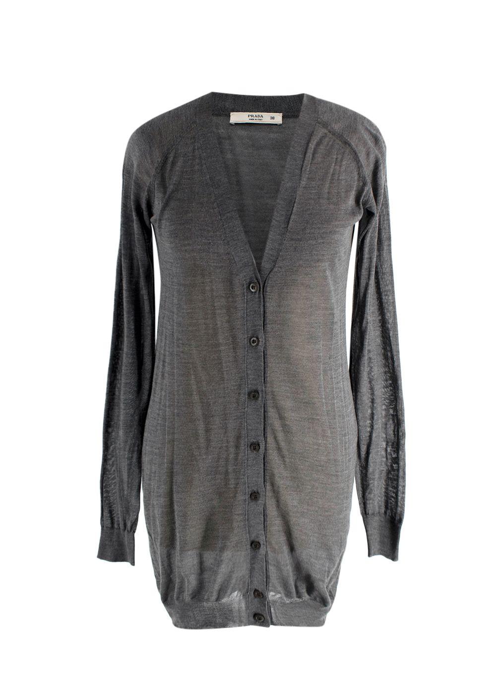 Prada Grey Super Fine Knit Cardigan
