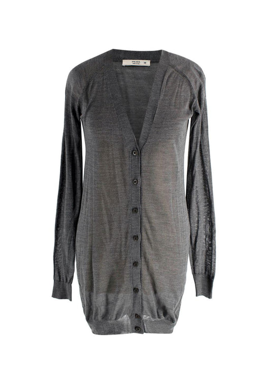 Prada Grey Super Fine Knit Cardigan