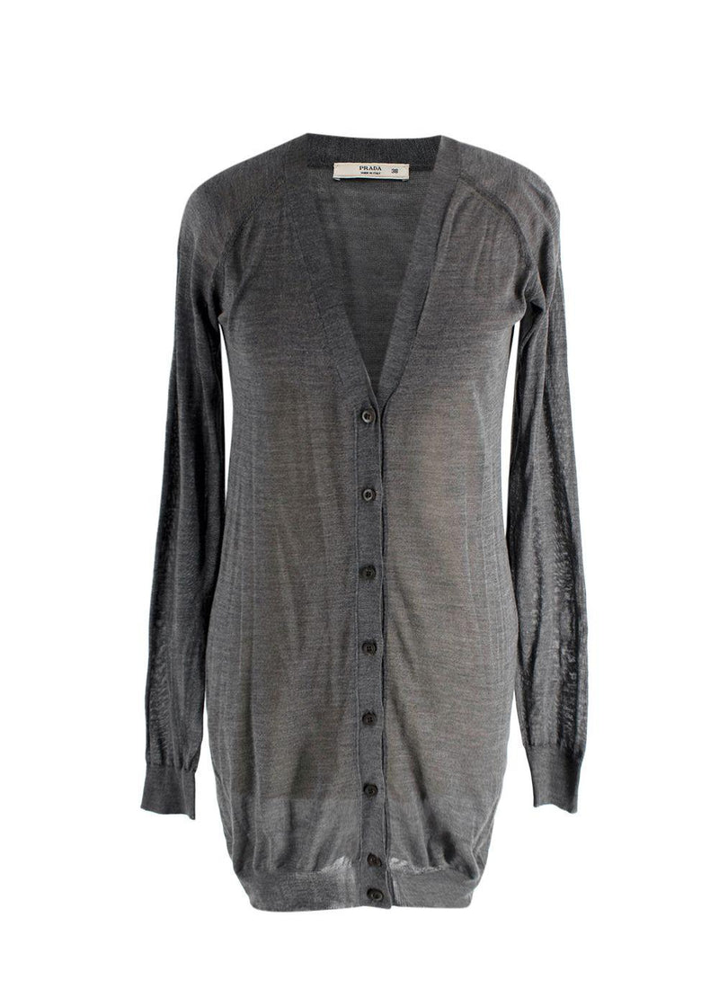Prada Grey Super Fine Knit Cardigan