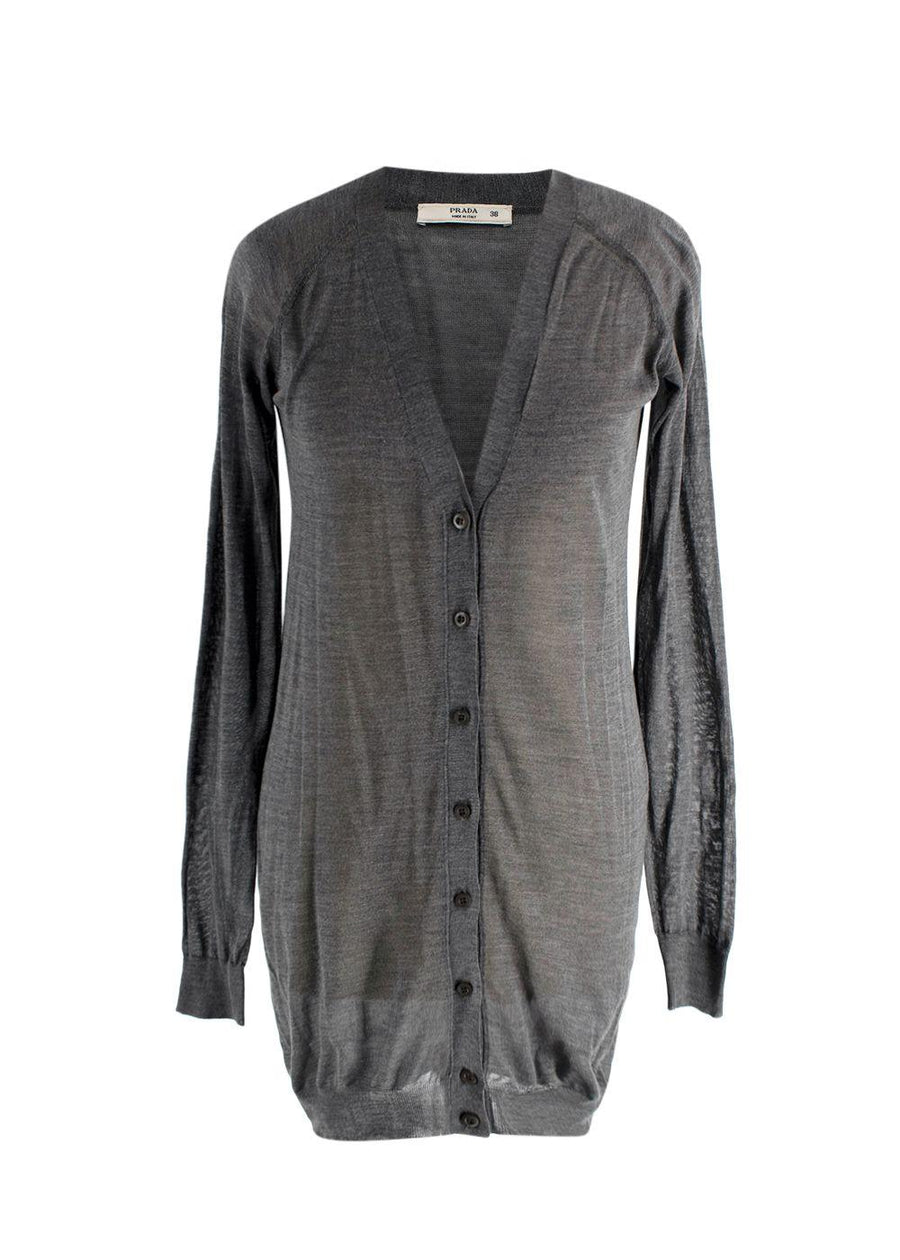 Prada Grey Super Fine Knit Cardigan