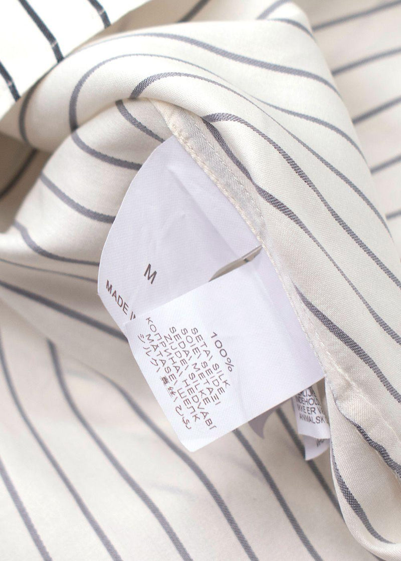 Brunello Cucinelli Black and White Stripe Silk Blouse