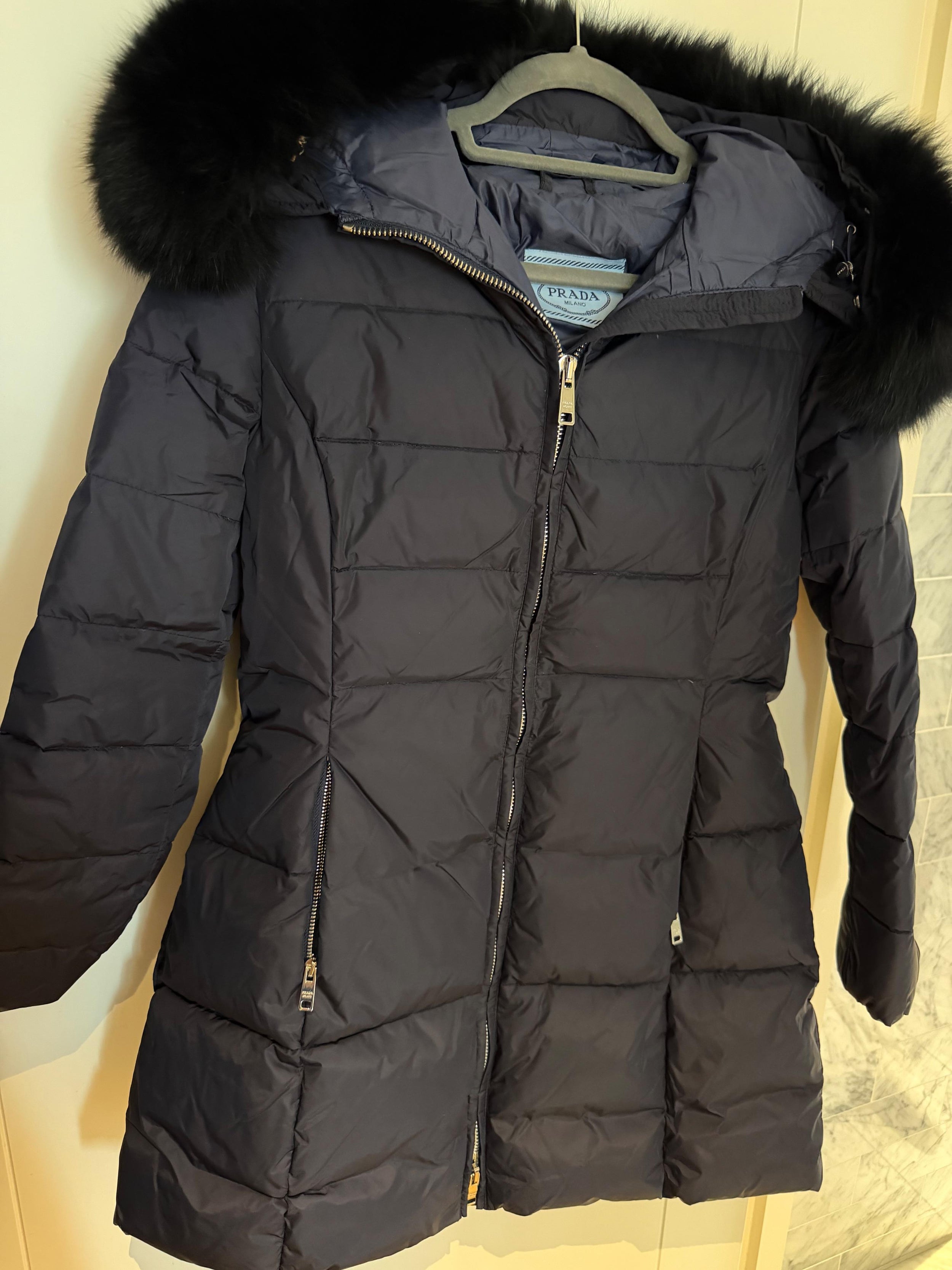 Prada Fur Trimmed Hood Puffer Coat