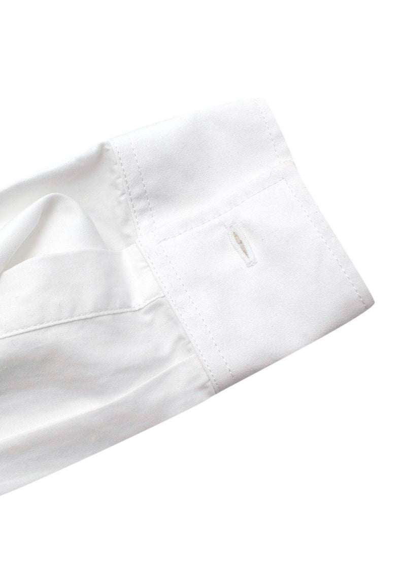 Kids Pleated White Cotton Fitted Shirt