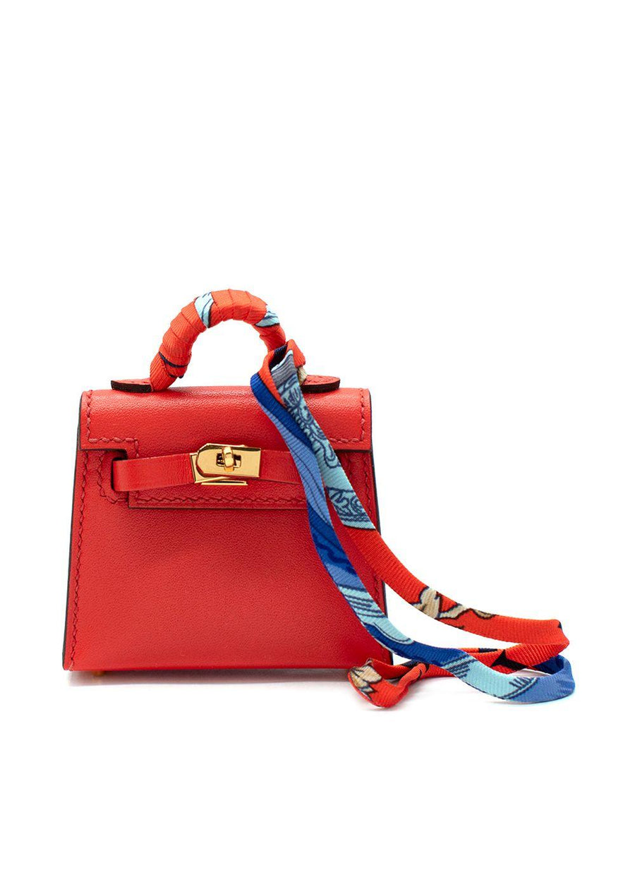 Hermes Sanguine Tadelakt Micro Mini Twilly Kelly Bag Charm