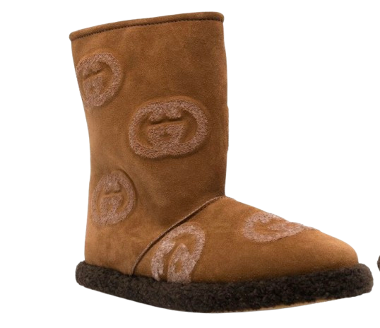 Gucci Tan Wuede/Wool GG Boots