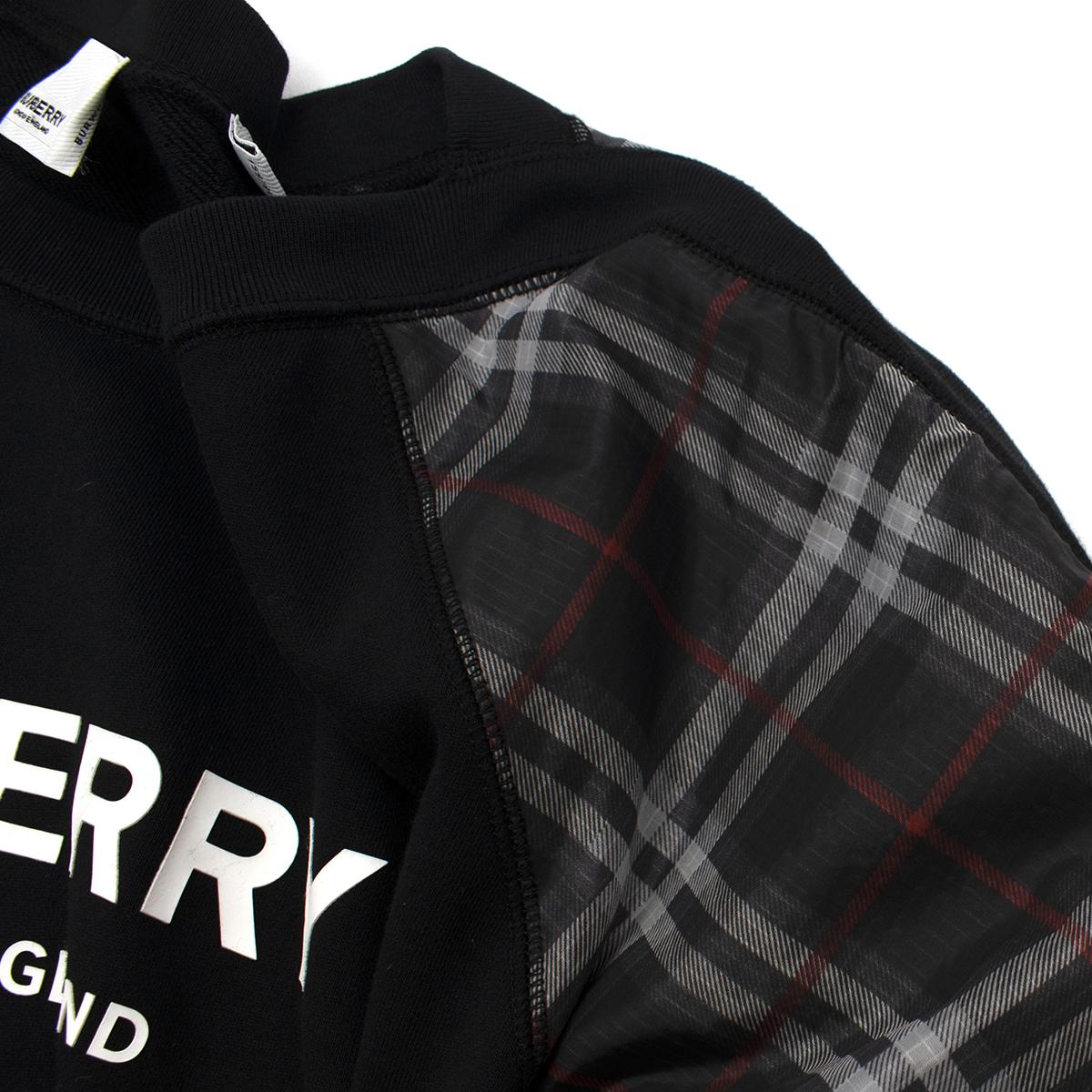 Burberry Black Check Sleeves Crewneck Sweatshirt
