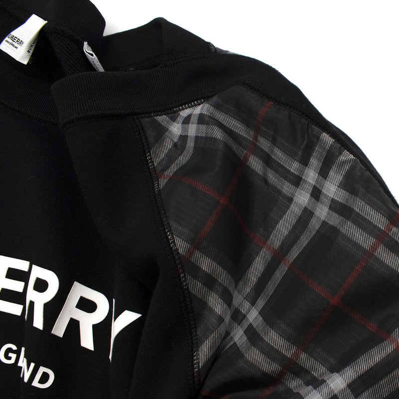 Burberry Black Check Sleeves Crewneck Sweatshirt