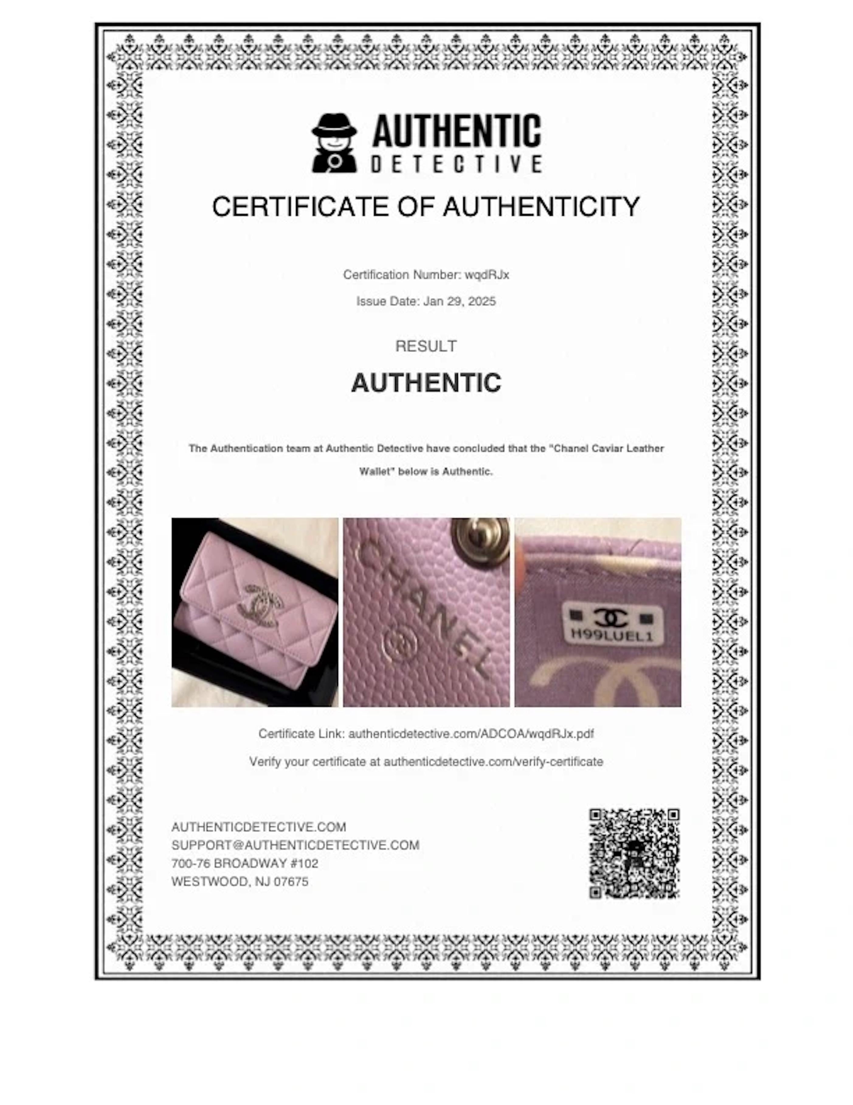 Chanel Lilac Caviar Card Holder