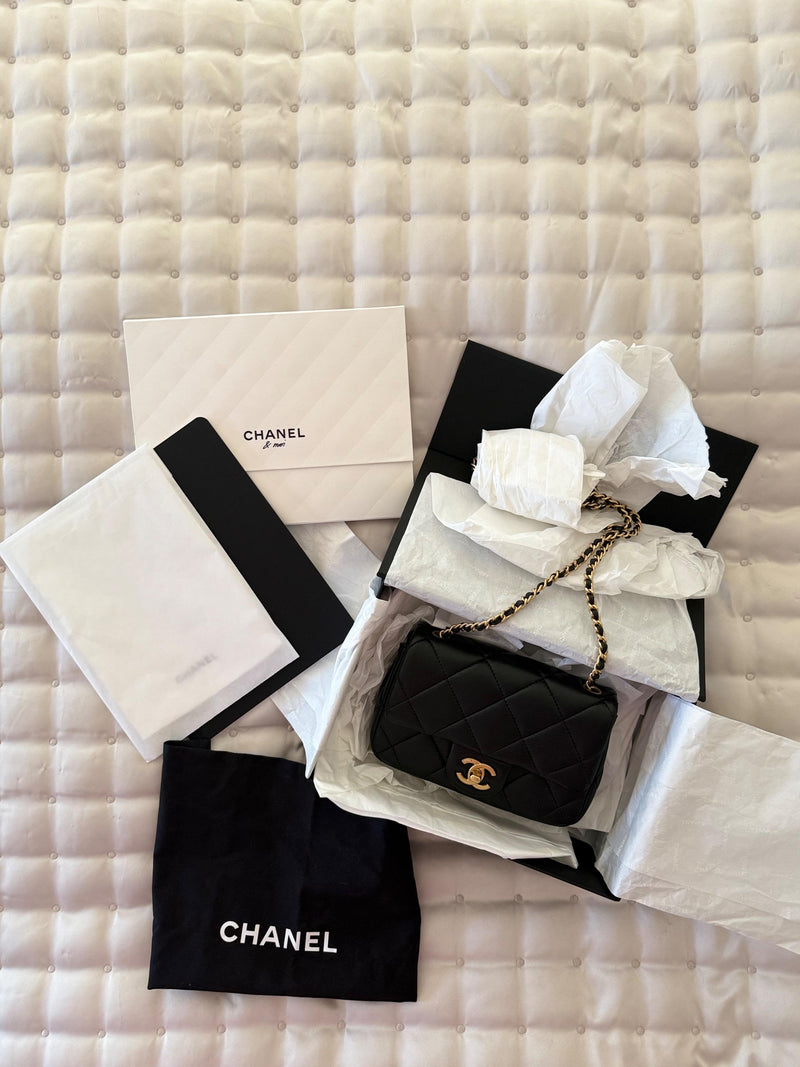 Chanel Black Lambskin ‘Pearl Crush’ Classic