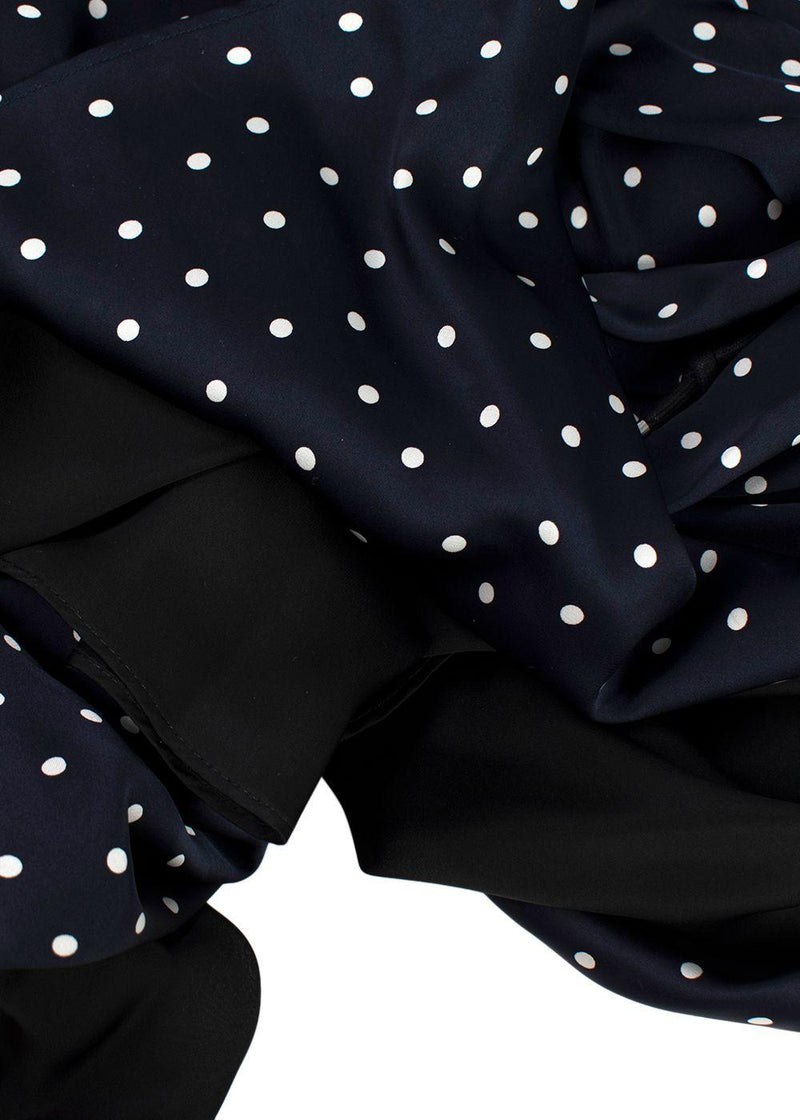 Sacai Navy Polka Dot Long Sleeve Midi Dress
