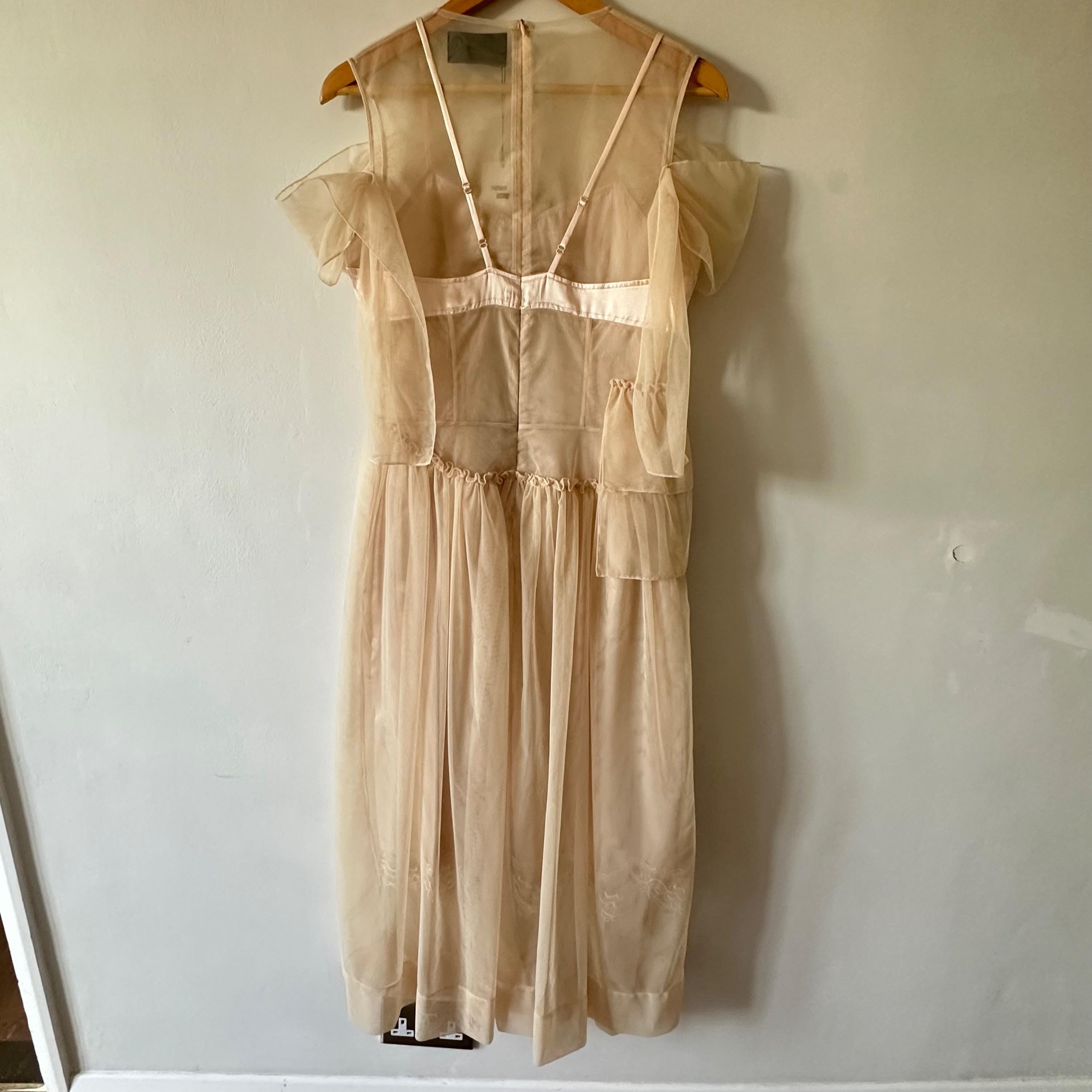 Simone Rocha Beige Mesh Midi Dress