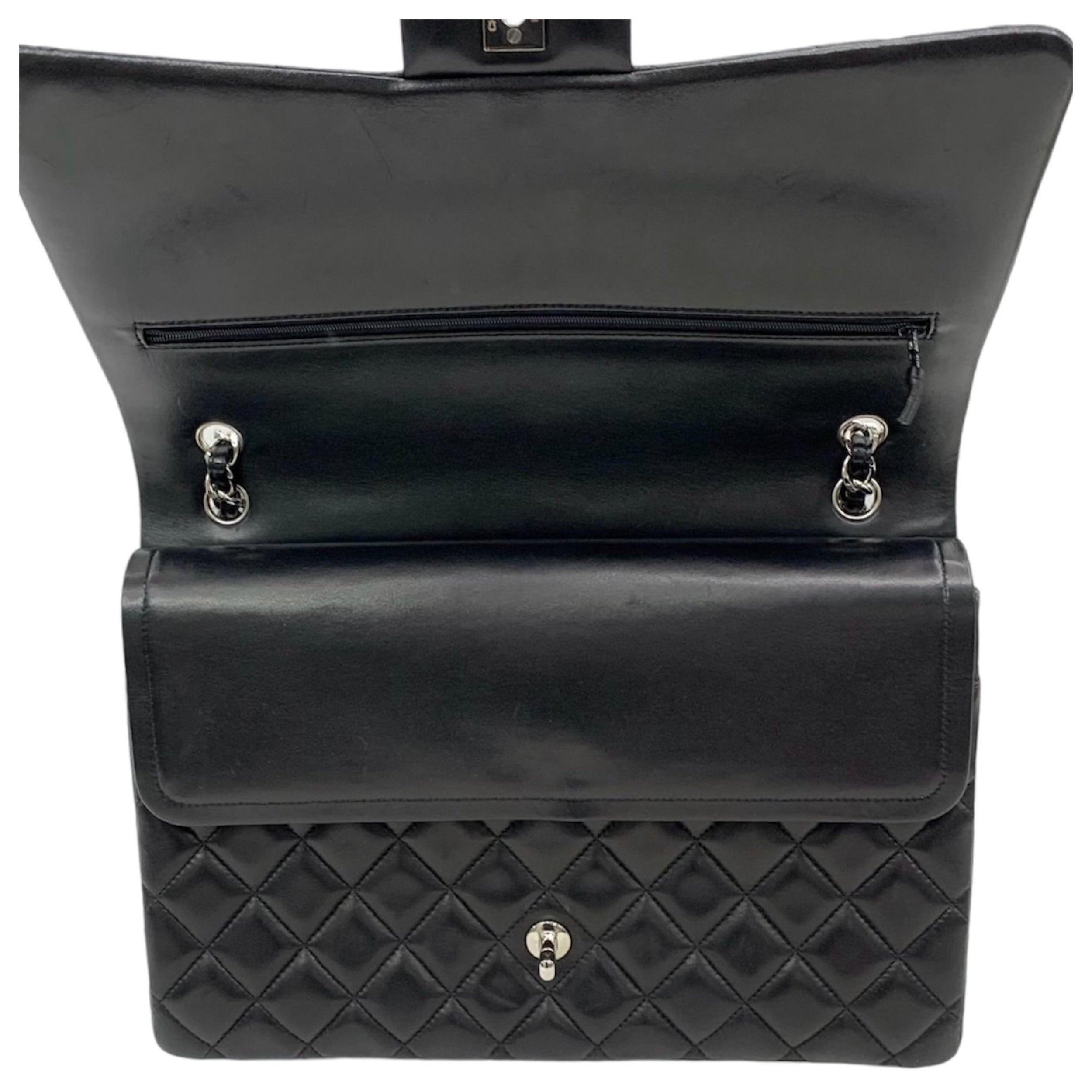 Chanel Black Lambskin Maxi Double Flap Bag