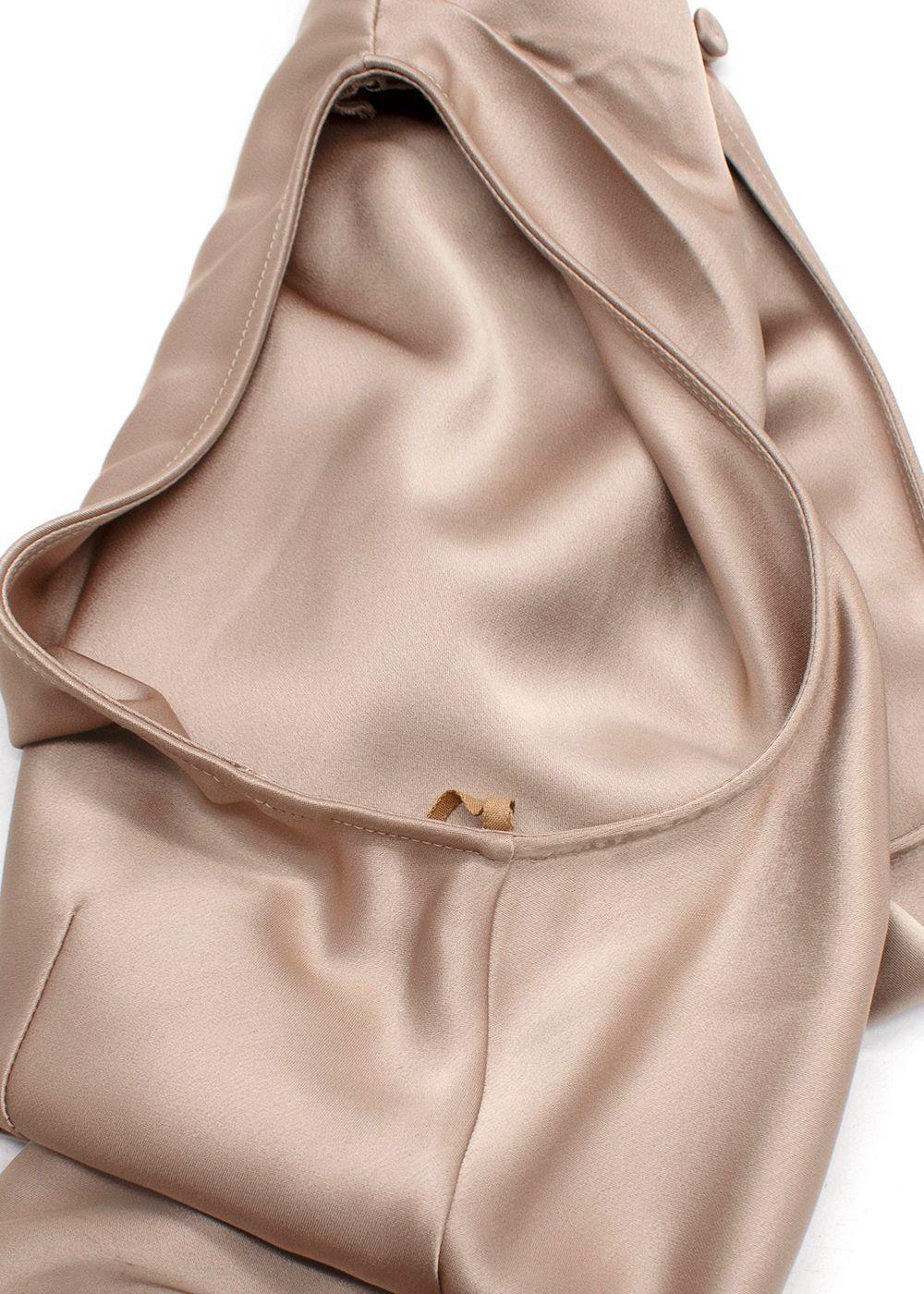 Nanushka Champagne Satin Midi Dress with Fringing