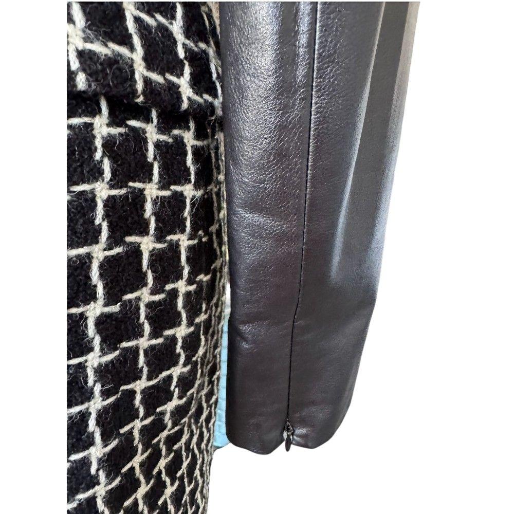 Chanel Checked Suit With Leather Sleeves