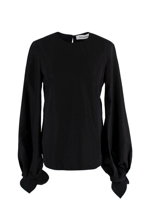 YSL Black Cotton Bow Detail  Blouse