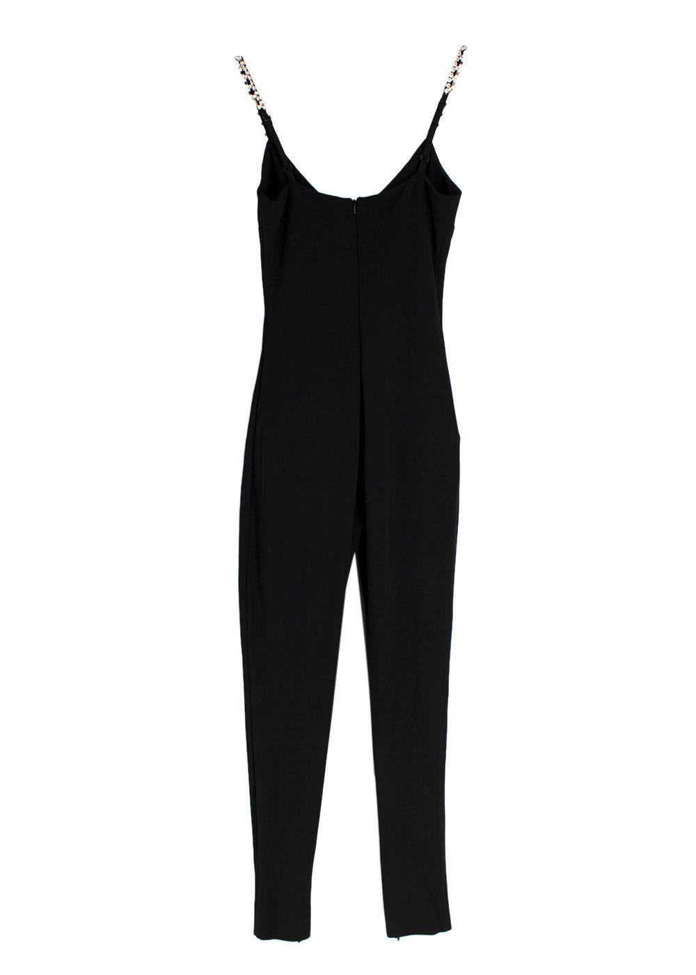 AREA Crystal Straps Black Catsuit
