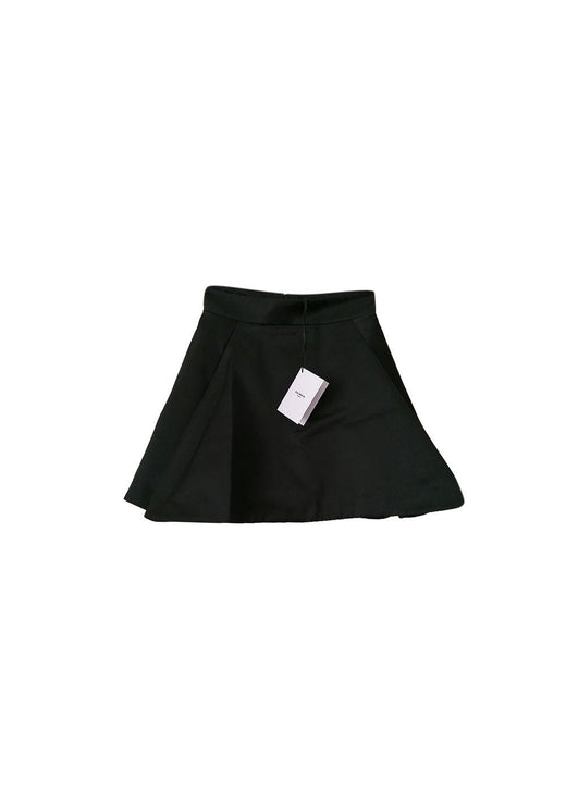 Black cotton blend A-line skirt