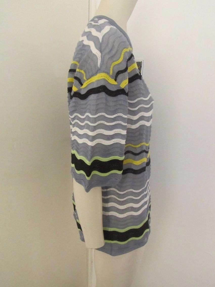 M Missoni Textured Crochet Knit Wave Stripe Top