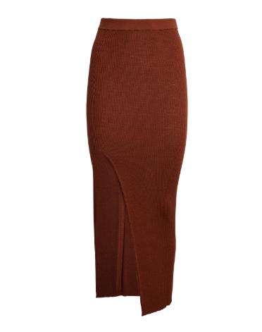 Rick Owen Ziggy Ribbed Wool-Blend Midi Skirt