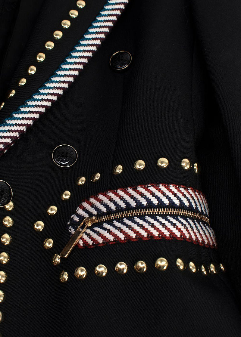 Elie Saab Black Studded Contrast Trim Blazer