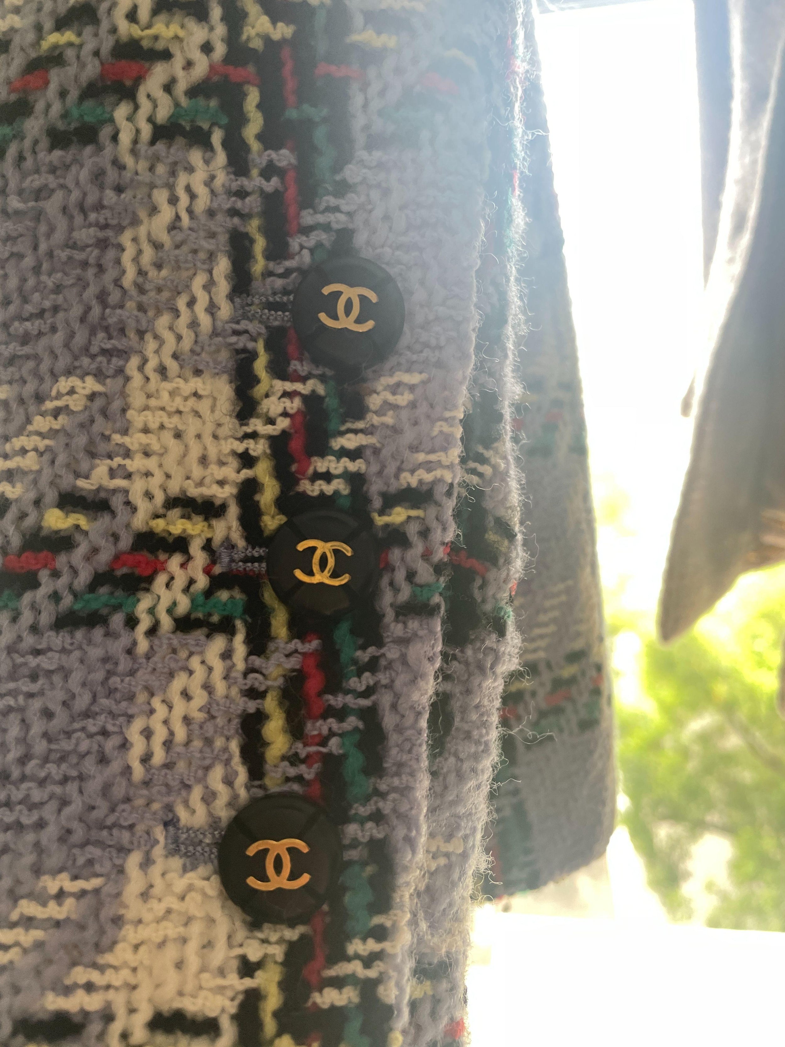 Chanel Lilac Checked Tweed Single Breasted Blazer