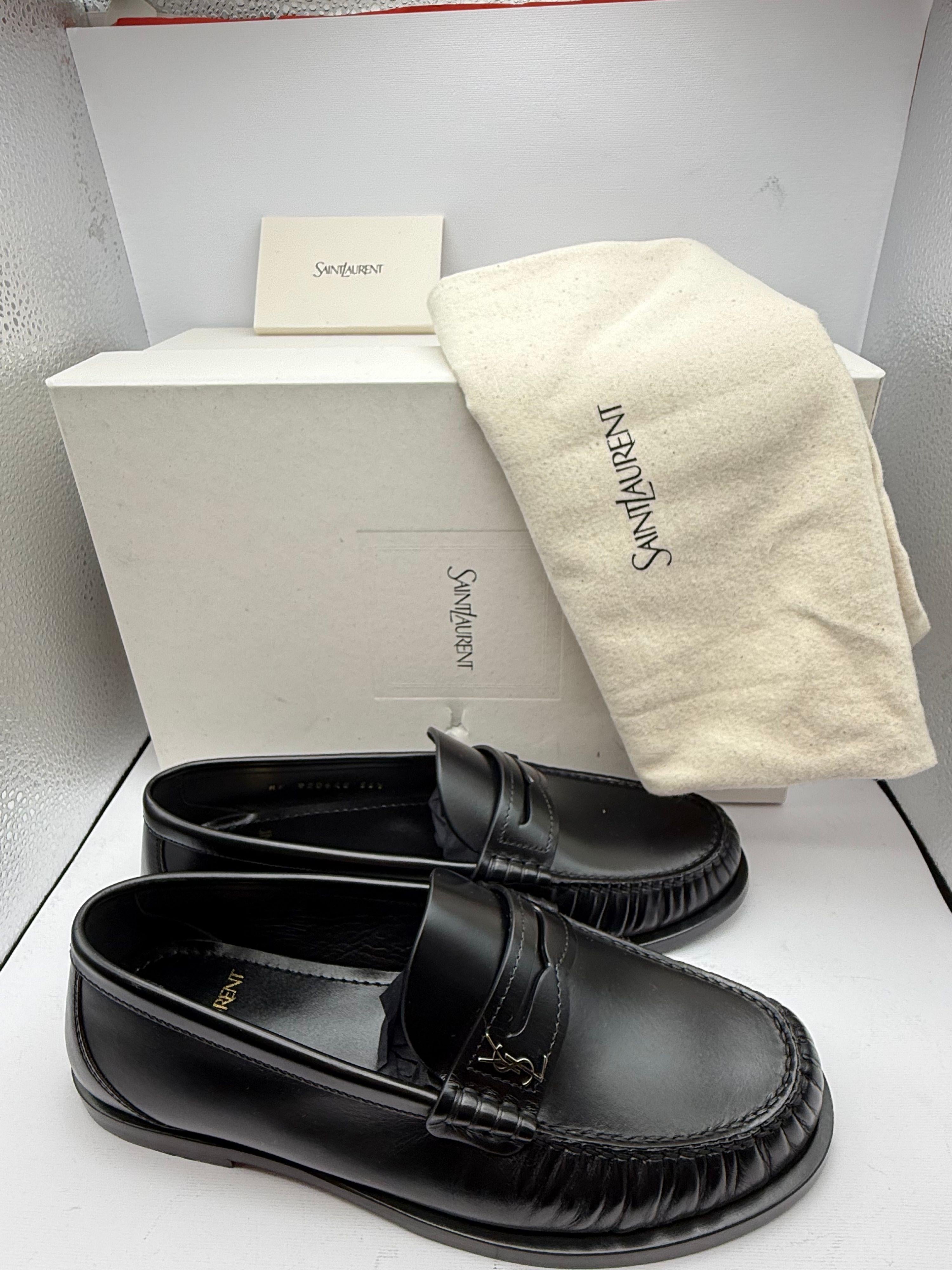 Saint Laurent Black Moccasins