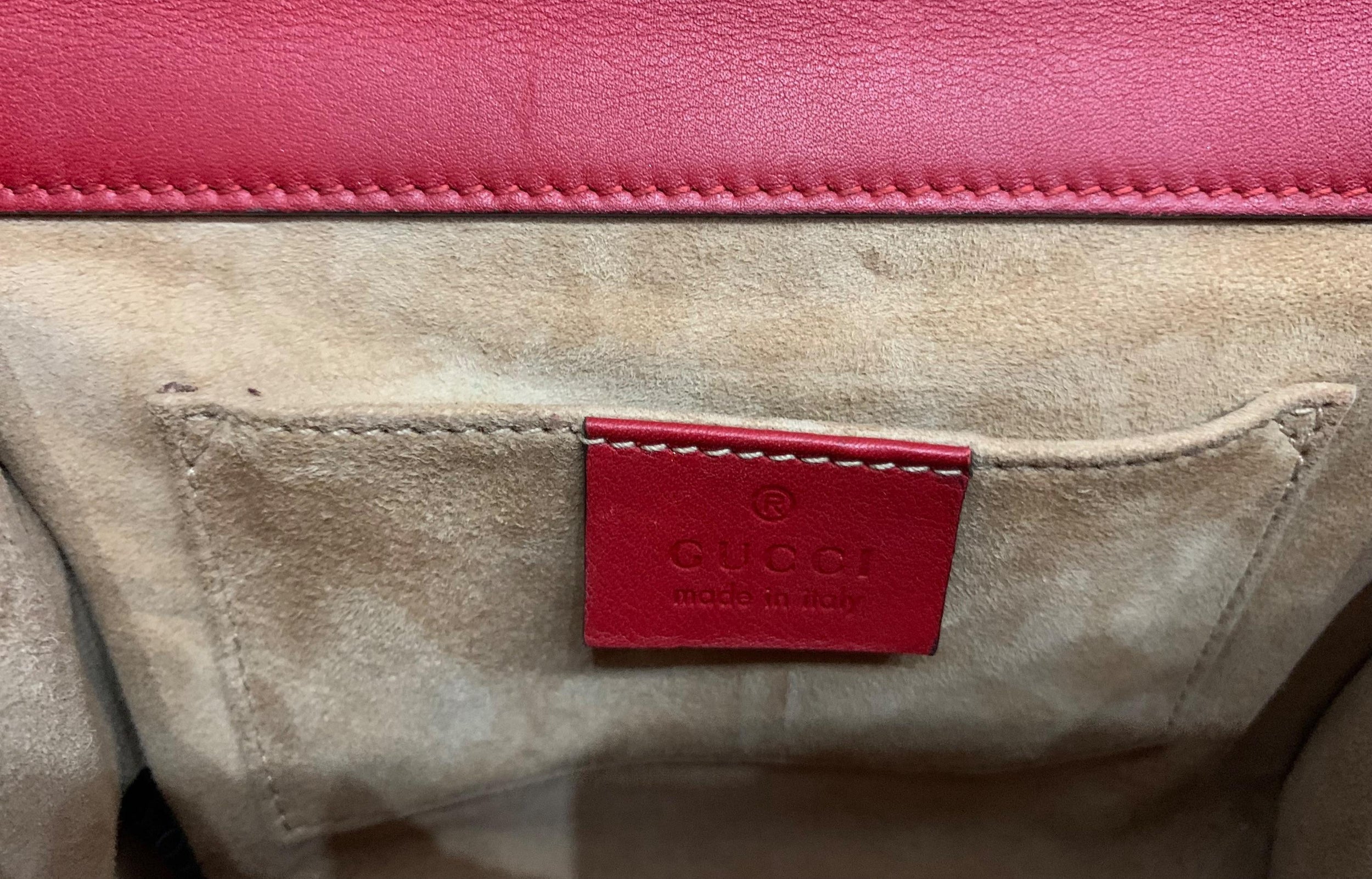 Red Leather Studded Padlock Shoulder Bag