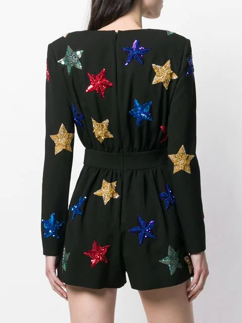 Saint Laurent Black Embroidered Runway Playsuit