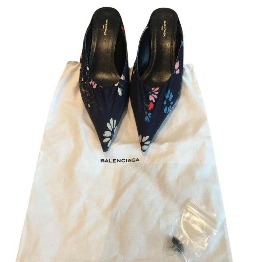 Balenciaga Floral Print Knife Mules