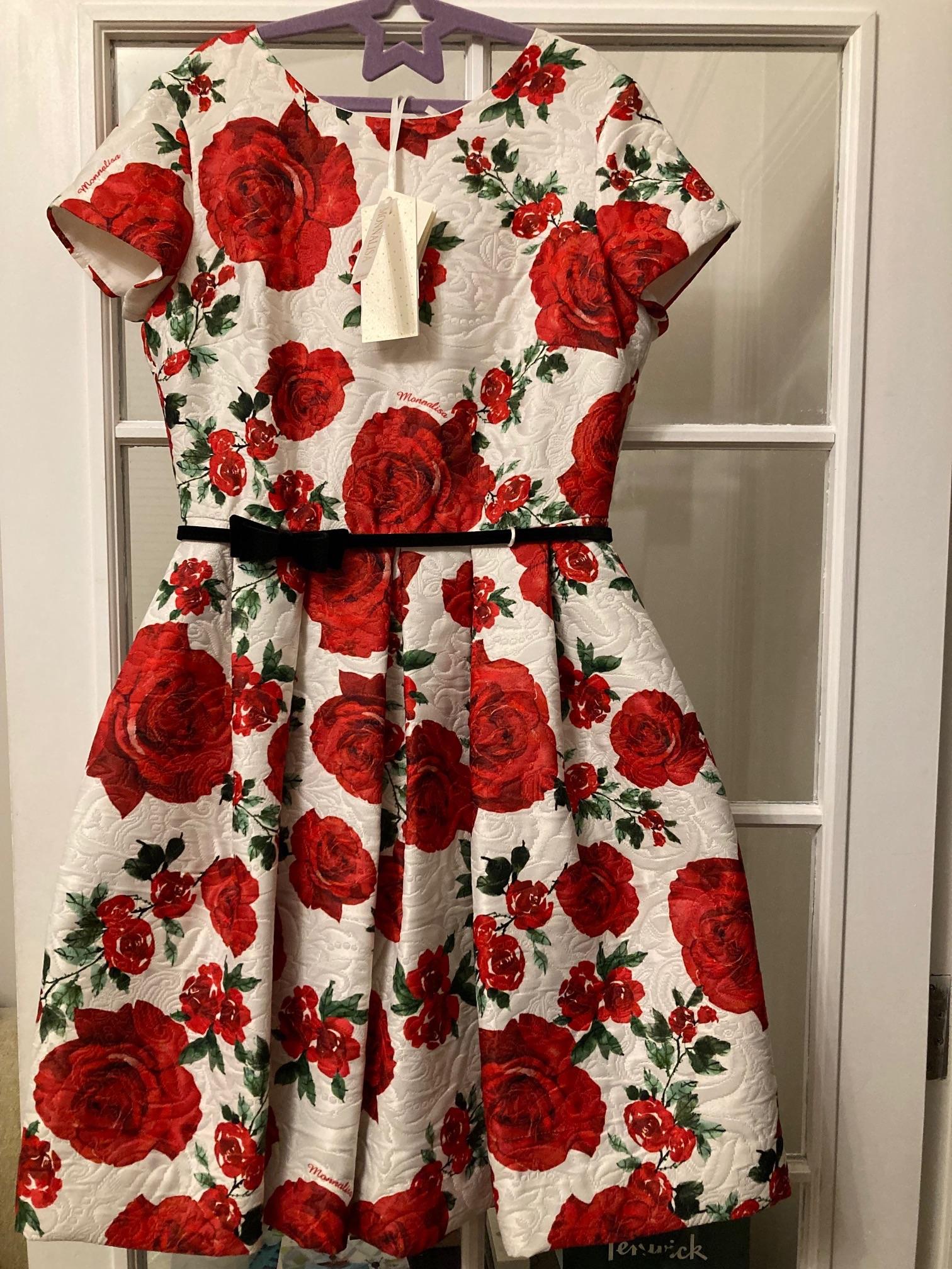 Kids L Jacquard Ivory Rose Print Dress