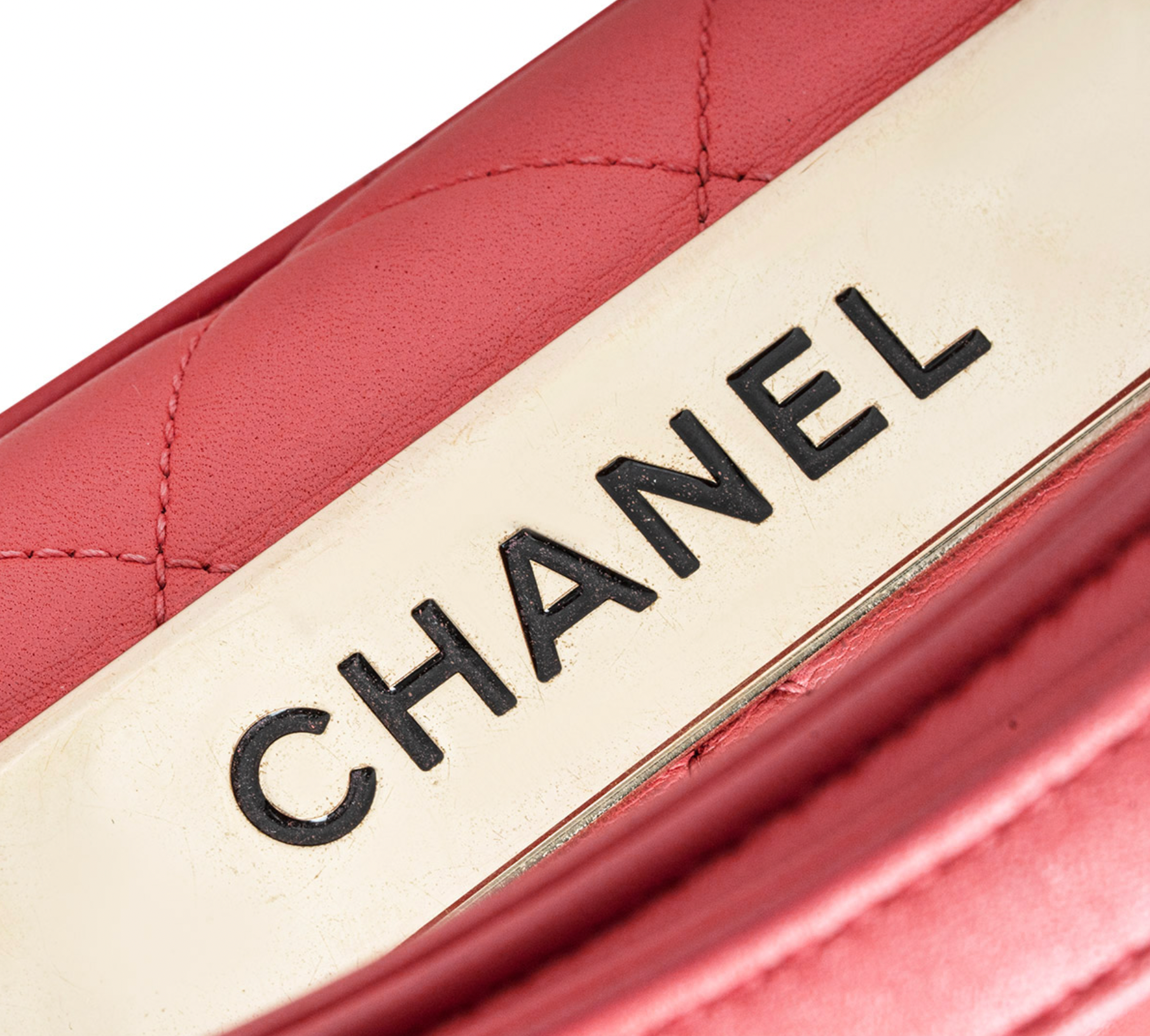 coral-pink lambskin leather small Trendy CC bag
