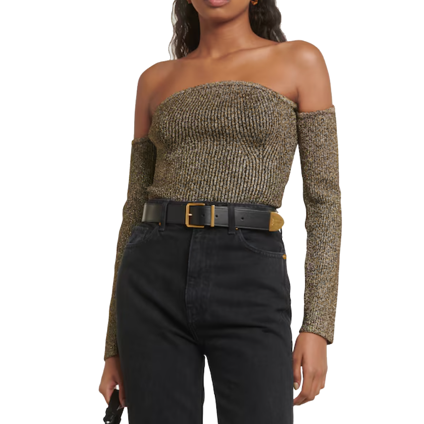 Khaite MARIA LS BARDOT SWEATER XS GOLD 917