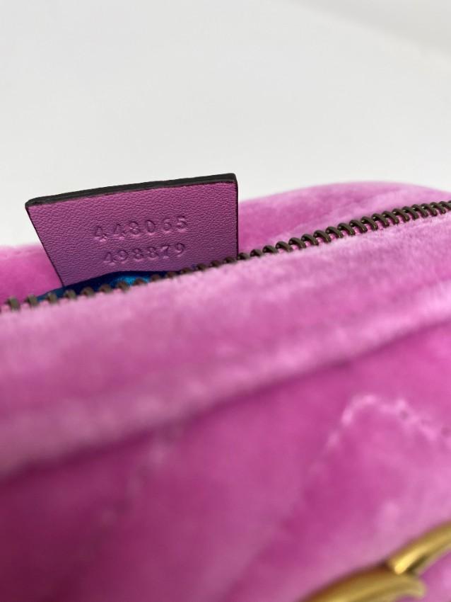 Gucci Pink Quilted Velvet and Marquise Crystal Mini GG Bag