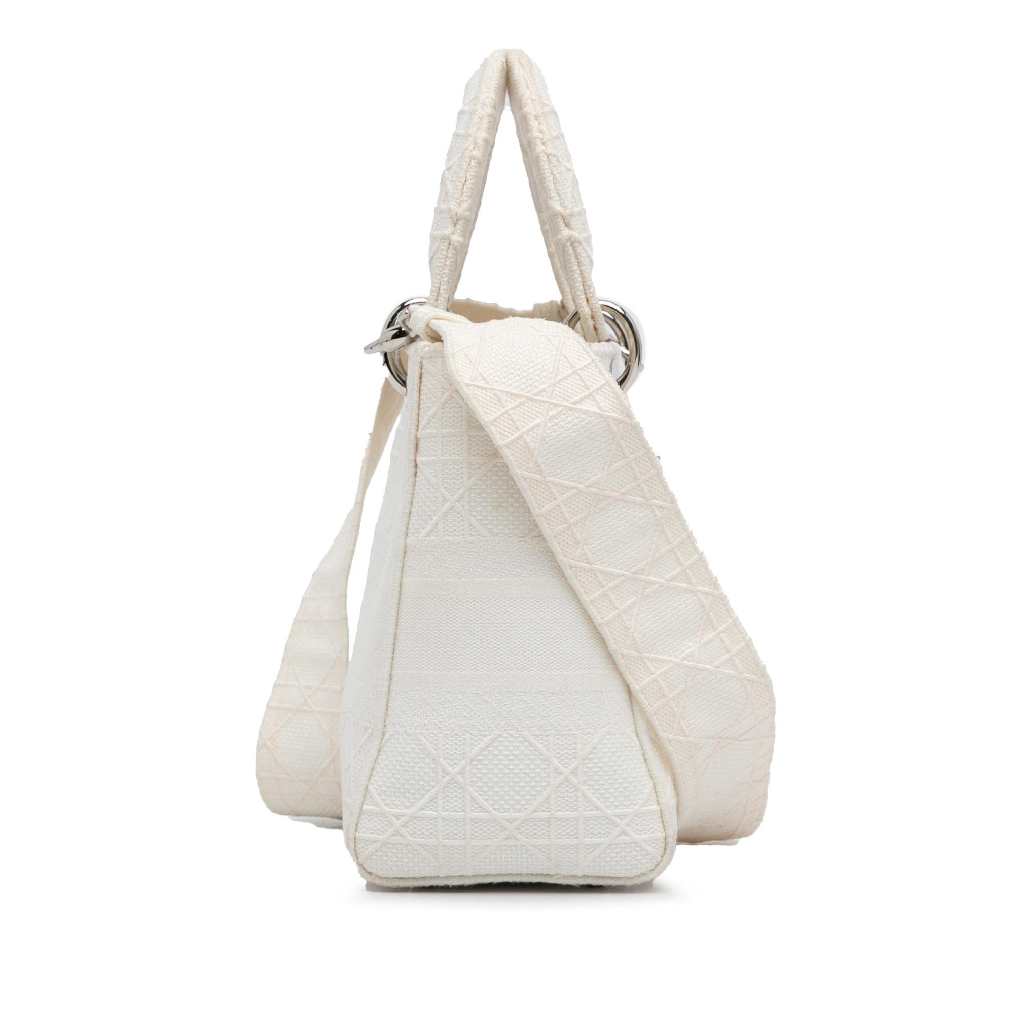 Dior White Medium Cannage Lady D-Lite