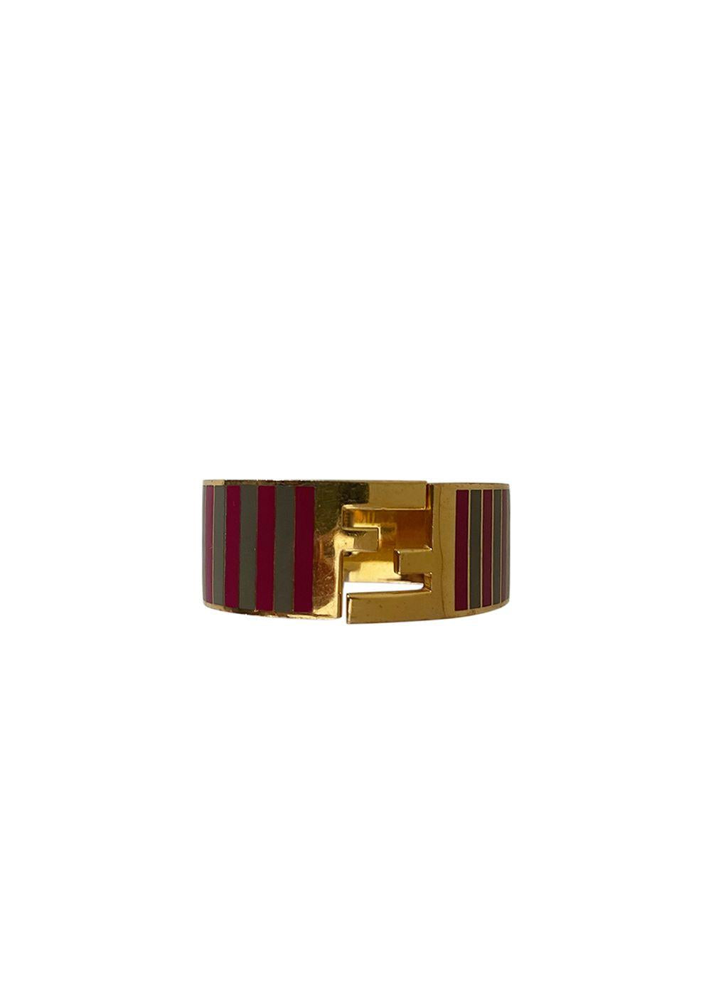 Striped enamel & gold-tone metal FF bangle