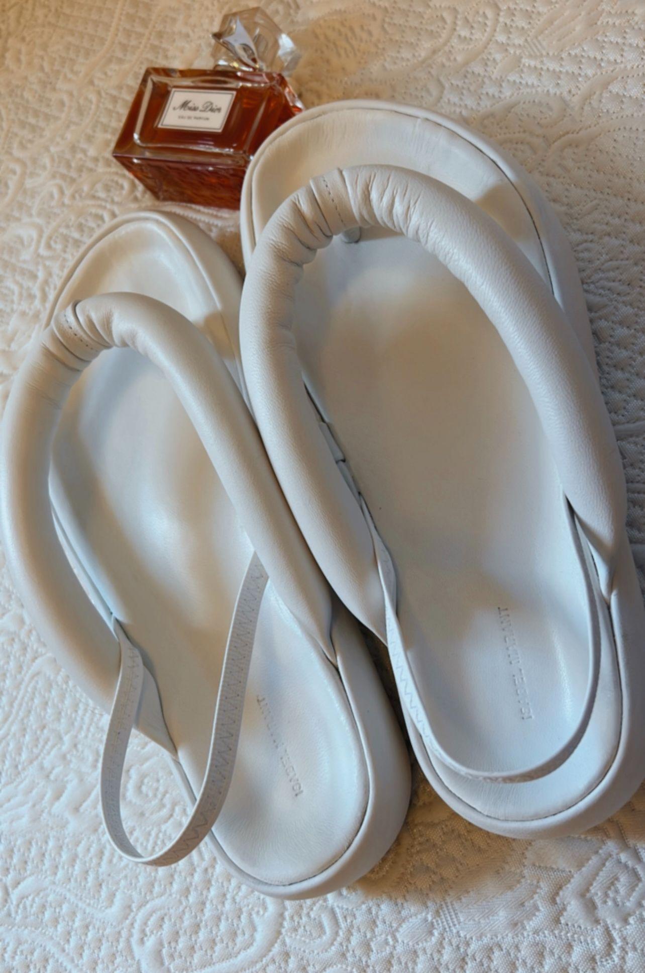 Isabel Marant White Leather “Orene” Platform Sandals