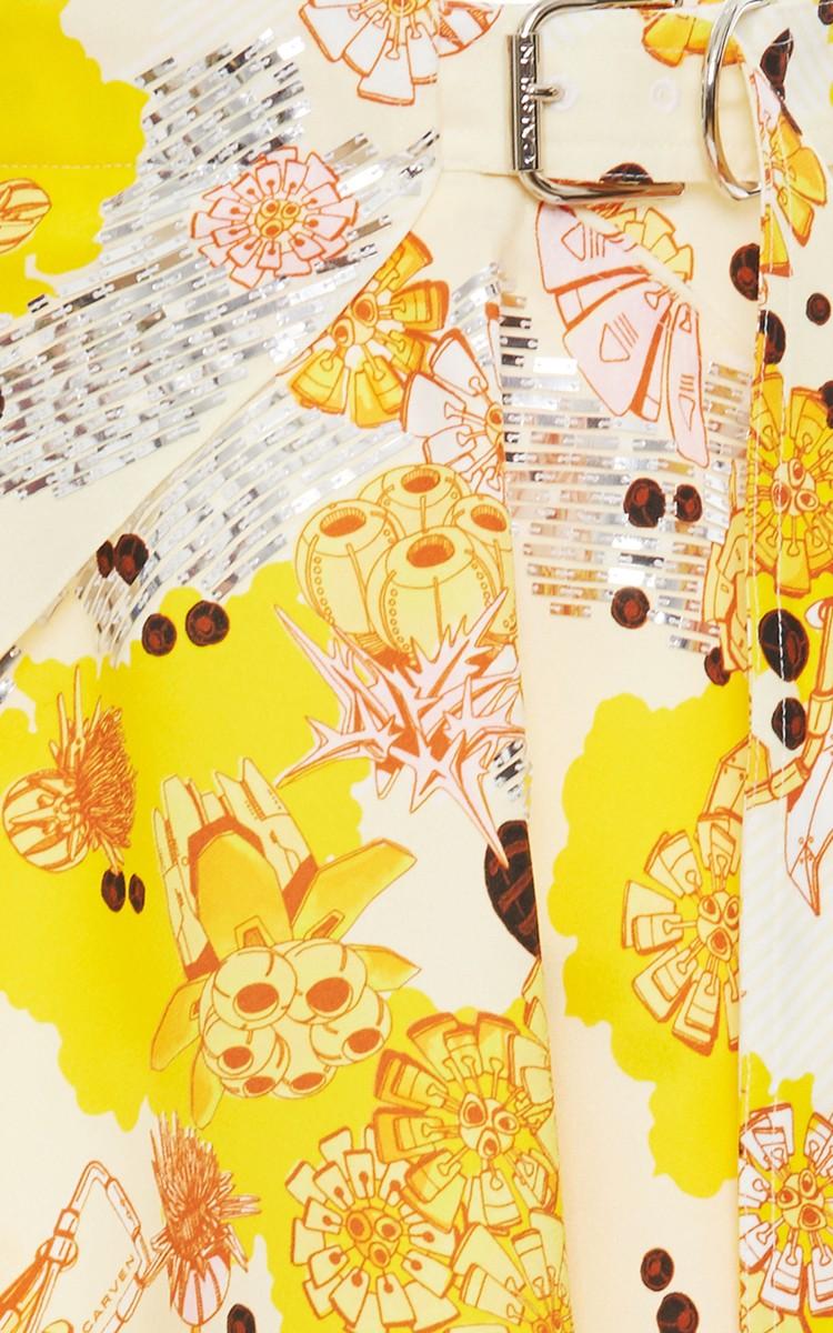 Carven Robot Flower Crepe Skirt