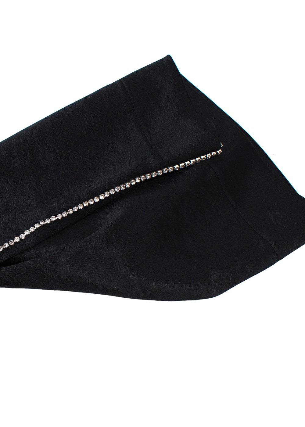 J Brand Black Satin Crystal Side Stripe Trousers
