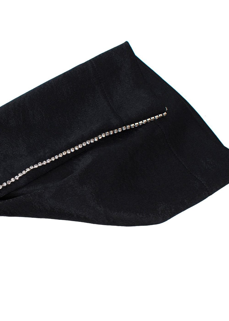 J Brand Black Satin Crystal Side Stripe Trousers