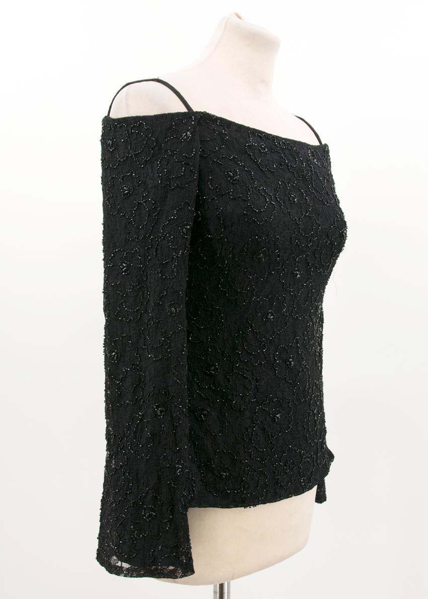 Basix Black Label Beaded Lace Top