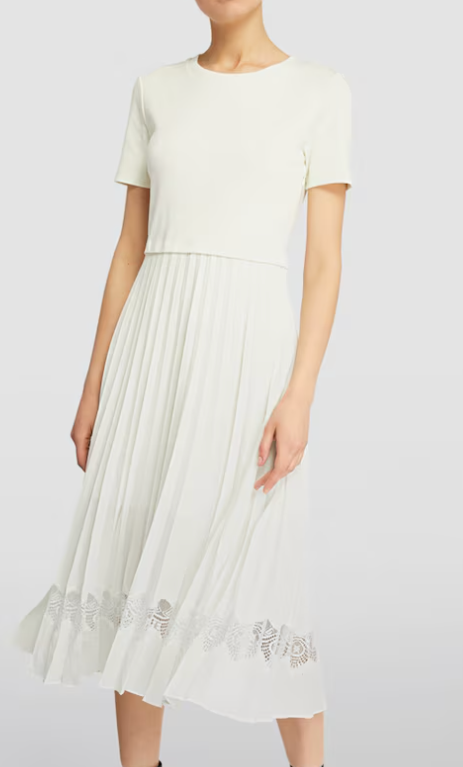 Claudie Pierlot Lace-Trim Pleated Dress