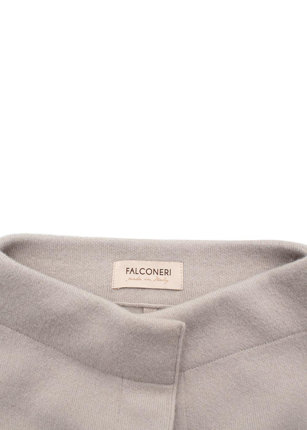 Falconeri Beige Wool Blend Jacket with Racoon Fur Pockets