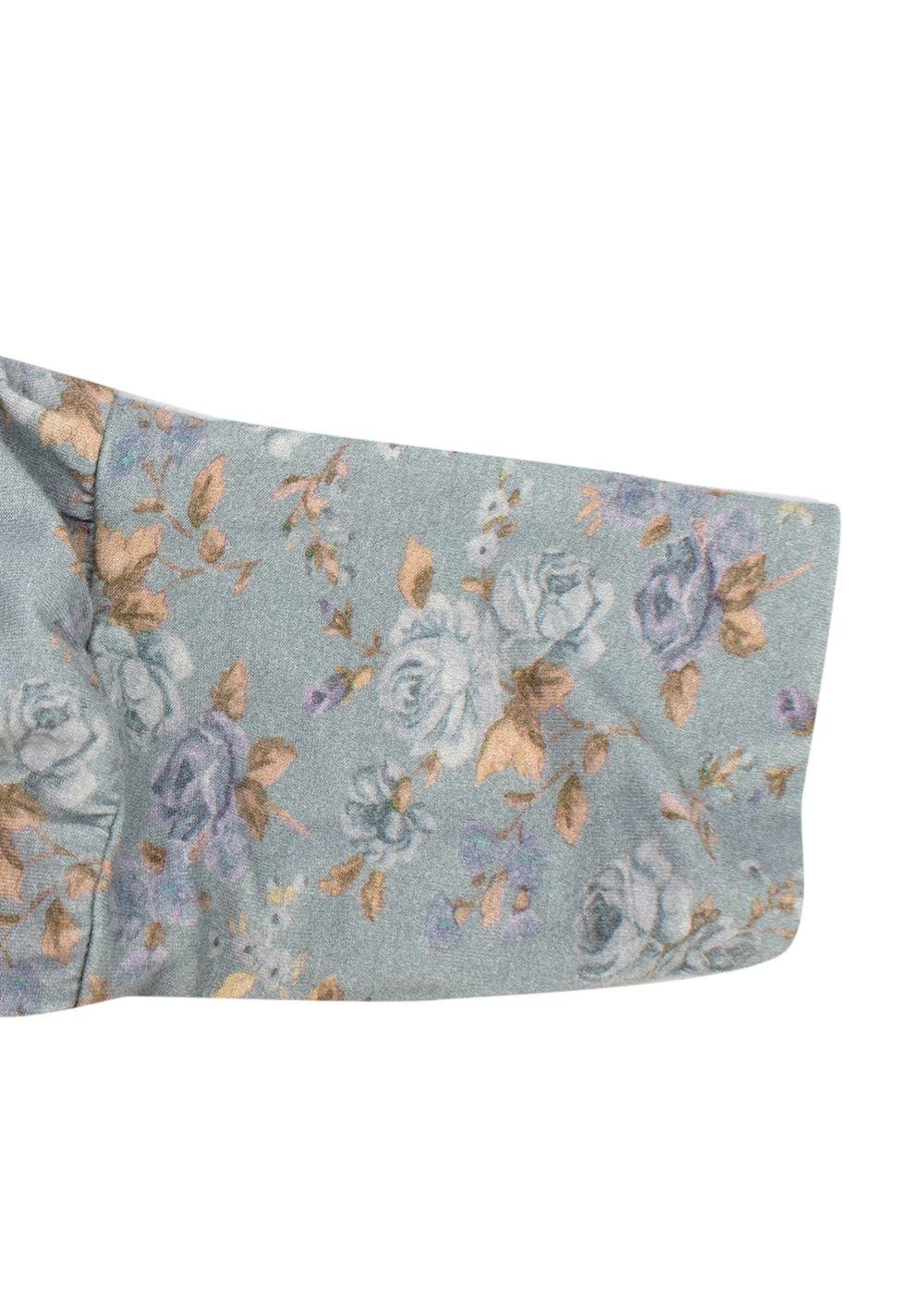 Love Shack Fancy Blue Floral Vienna Roll Neck Top