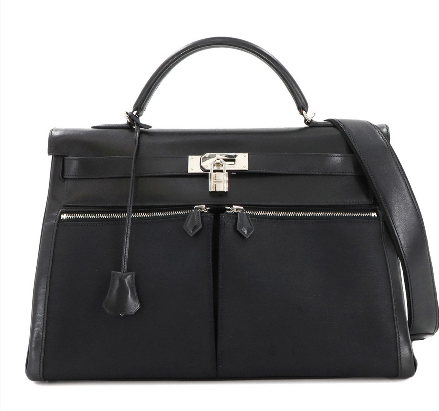 Hermès Black Kelly Lakis 40 With Silver Hardware