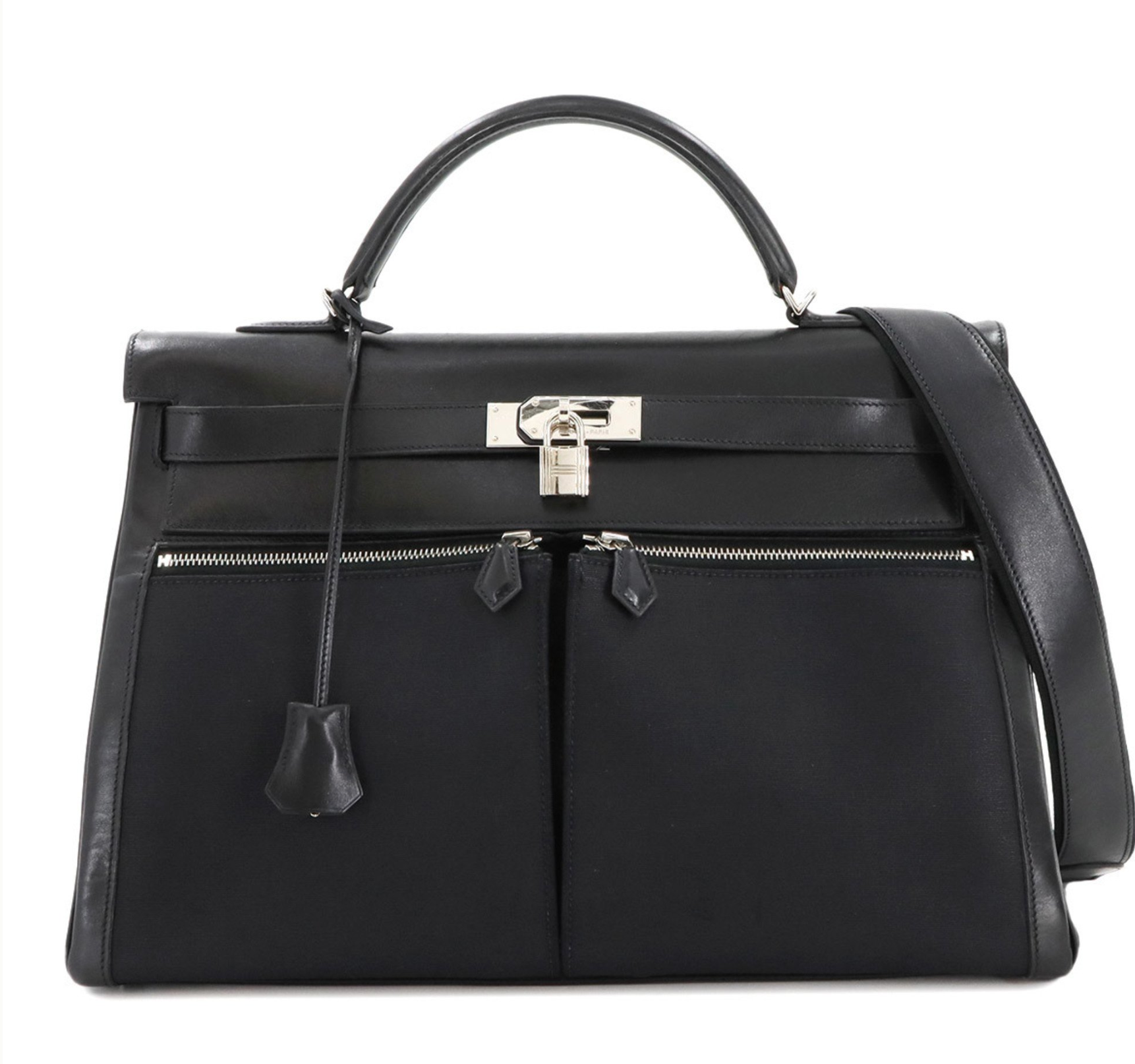Hermès Black Kelly Lakis 40 With Silver Hardware