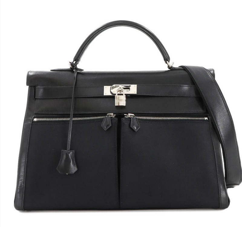 Hermès Black Kelly Lakis 40 With Silver Hardware