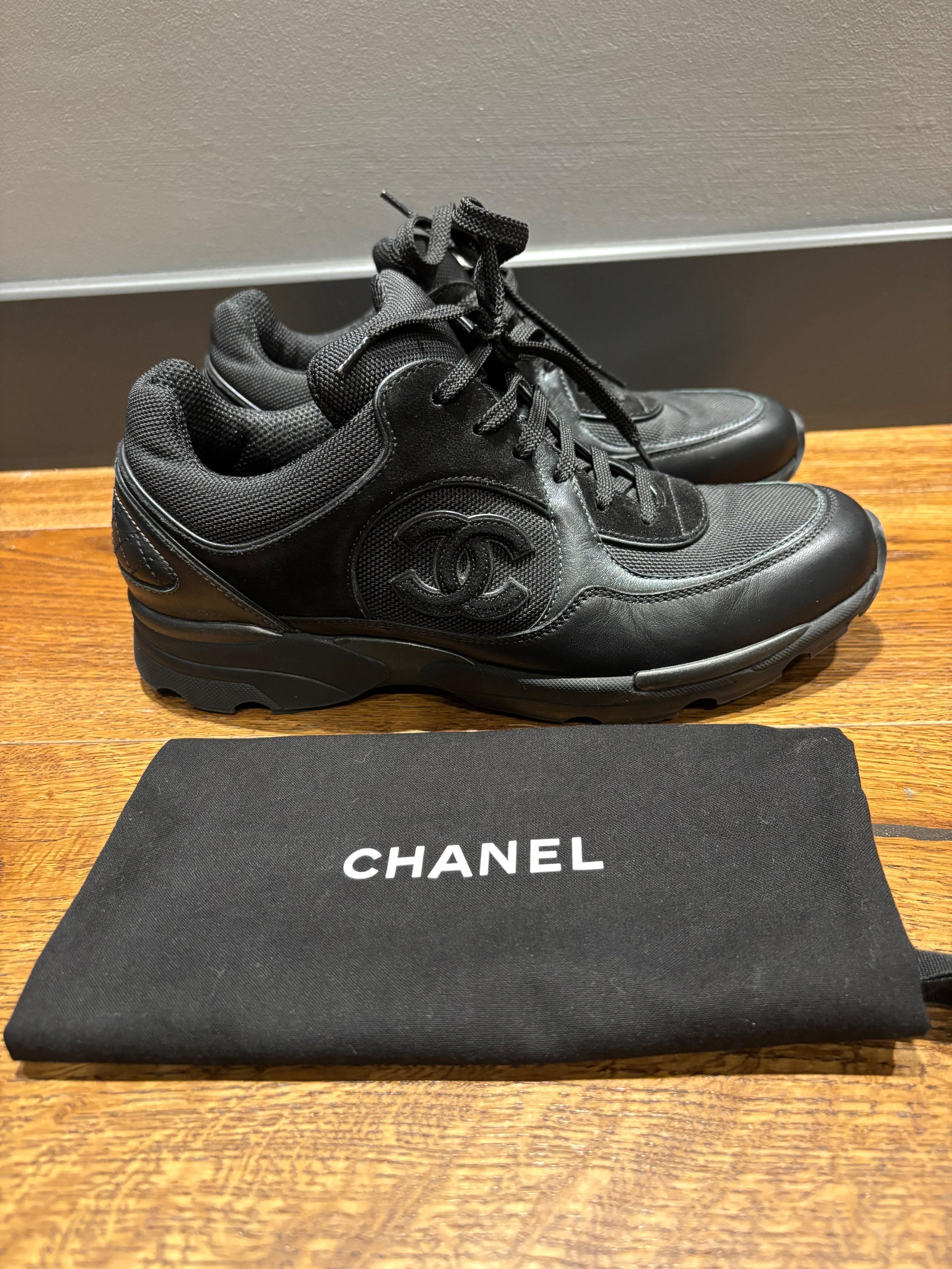 Chanel Black CC Trainers