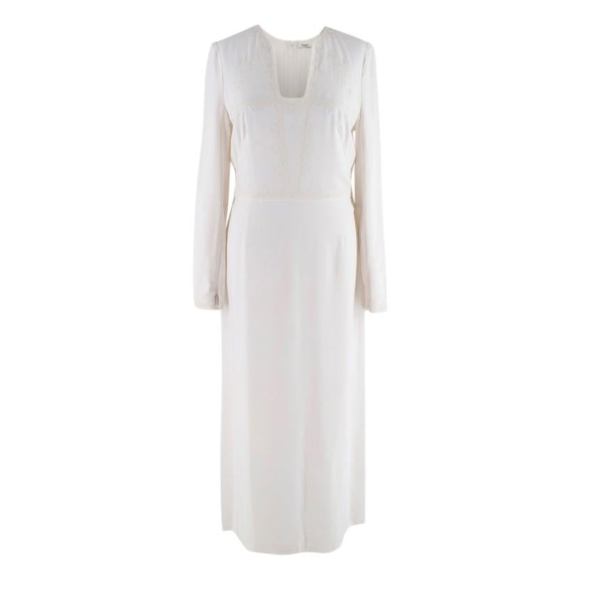 Embroidered Crepe Midi Dress